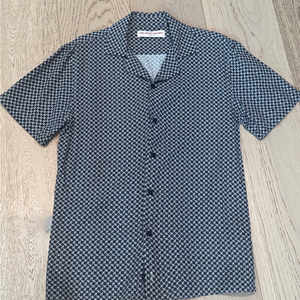 Orlebar Brown Black and White Patterned Shirt